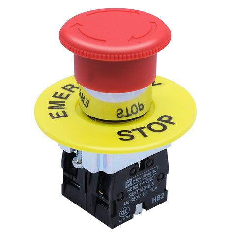 Mxuteuk 2nc 22mm Emergency Stop Push Button Switch Red Mushroom ...