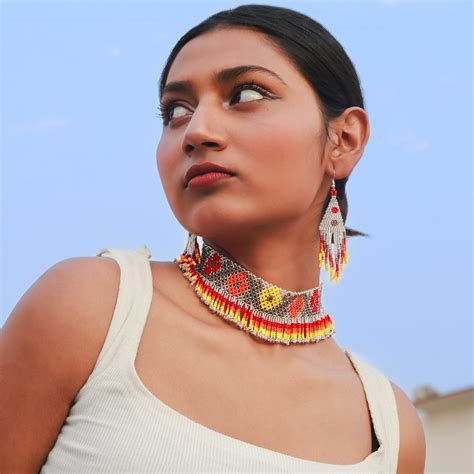 Colorful Kutch Beadwork Neck Piece Set- Grey,Silver,Red,Yellow,Orange ...