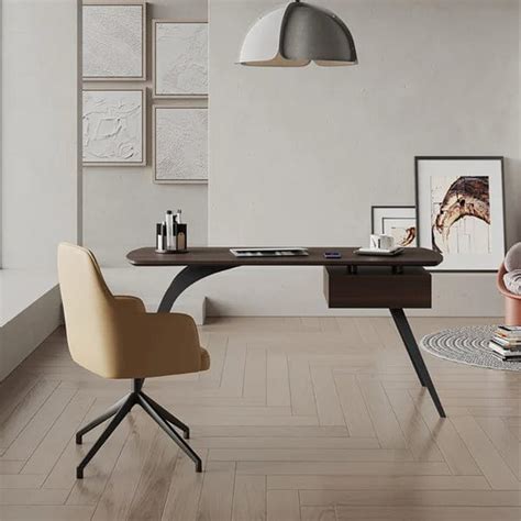 Jocelyn Mid-Century Modern Walnut Office Desk Rectangular Writing Desk