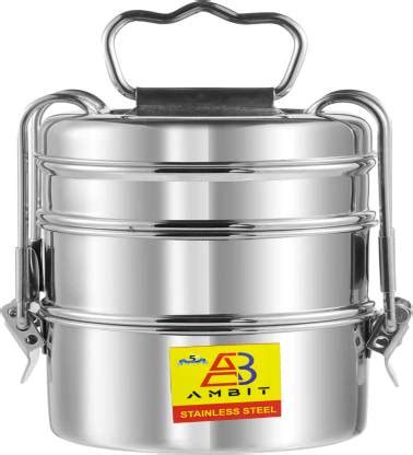 Flipkart.com | Ambit Stainless Steel Traditional Tiffin Box 3 ...