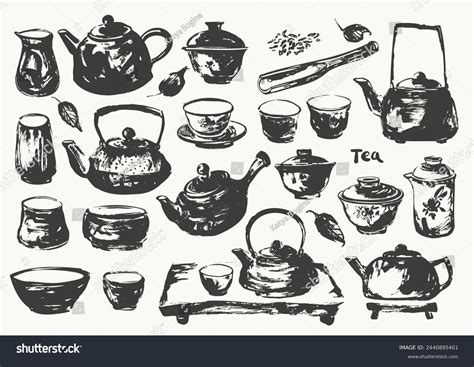 Hand Drawn Ink Sketch Teapots Tea Stock Vector (Royalty Free ...