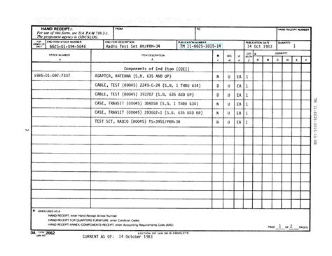 Image result for Army Hand Receipt Form Example