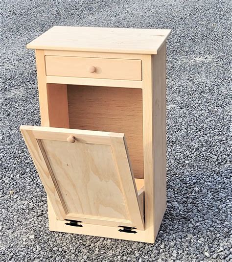 Tash Can Unfinished Trash Bin Shaker Door Amish Handmade Made in USA NO ...