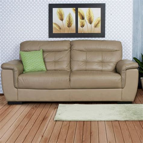 Buy Corbis Leather 3-Seater Sofa - Beige from Home Centre at just INR ...