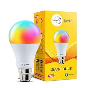 wipro 9W Bluetooth Enabled Smart Bulb B22 | 16 million Colours | White ...