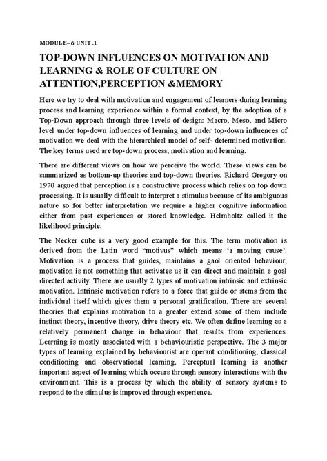 Farsana COG Module 6 UNIT 1 - MODULE– 6 UNIT. TOP-DOWN INFLUENCES ON ...
