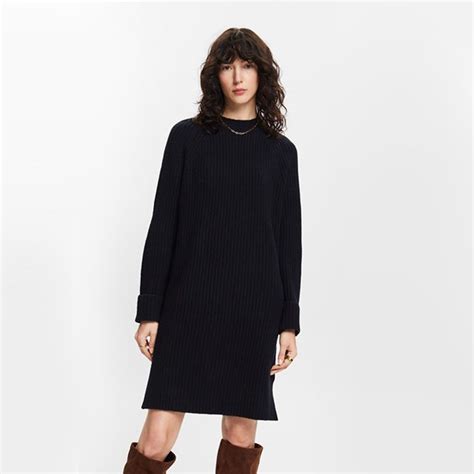 Rib Knit Short Crew Neck Dress – Black | Meadows & Byrne