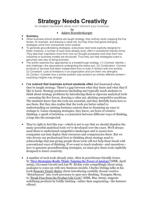 4C Strategy Needs Creativity - Strategy Needs Creativity An analytic ...