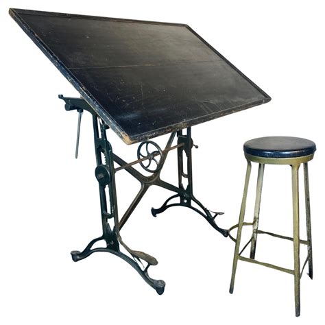 Industrial Wood 3 Drawer Hudson Drawing Table by Keuffel and Esser Co ...