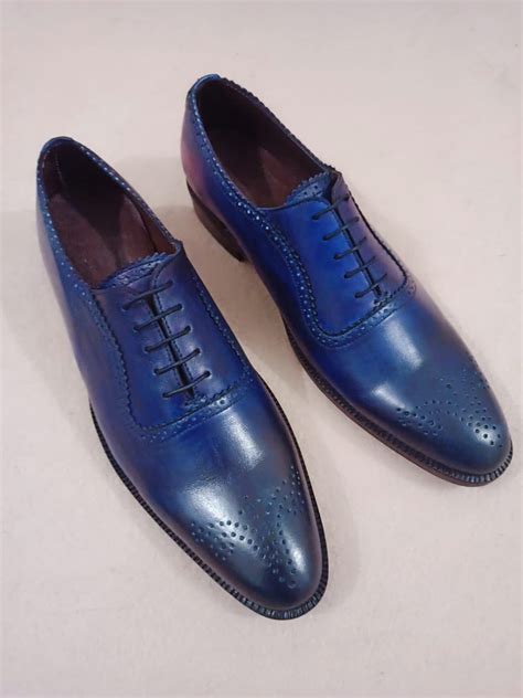 Navy Blue Dress Shoes for Men Fashion Brogue Shoes - Etsy