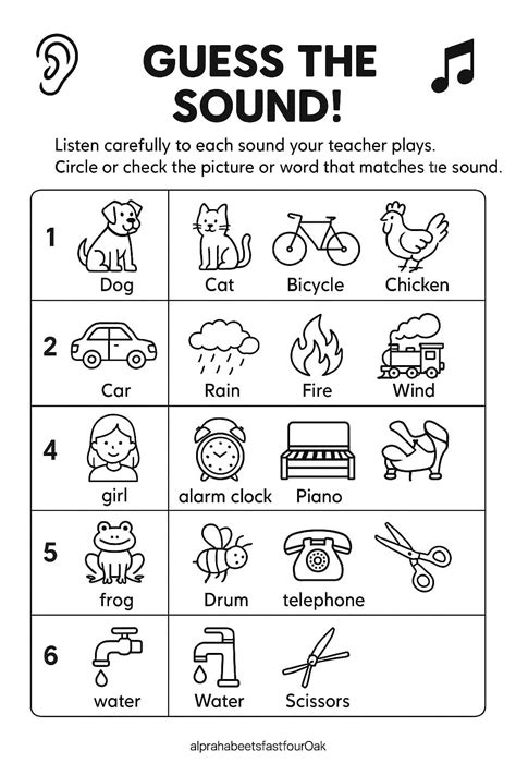 Guess the Sound Worksheet - Download & Print Now!