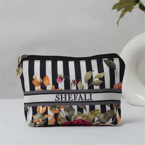 Black & White Stripes Floral Printed Wet Pouch