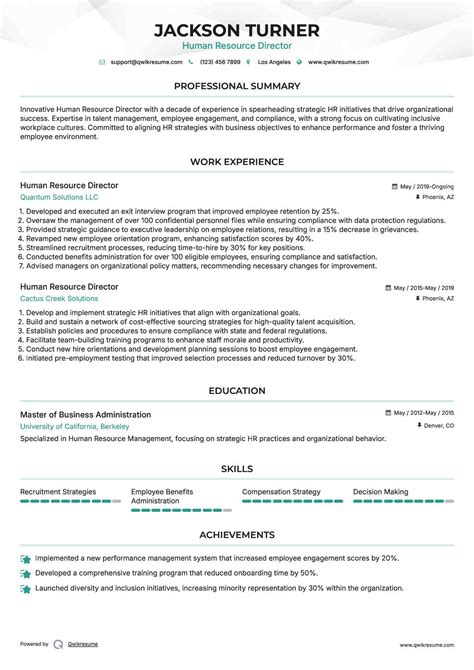 10+ Director of Human Resources Resume Samples & Templates for 2025