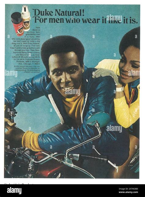 1970 Duke hair products ad - "For men who wear it like this"' Stock ...