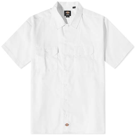 Dickies Men's Short Sleeve Work Shirt in White Dickies Construct