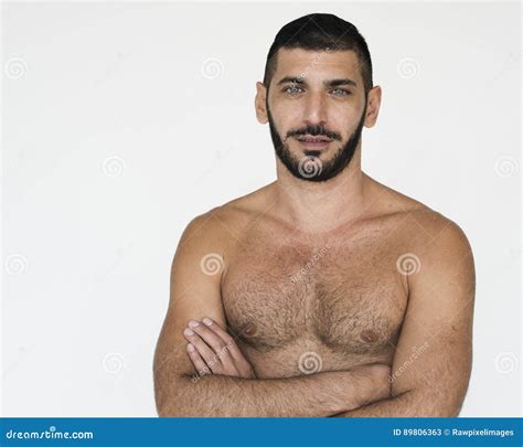 Middle Eastern Man Bare Chest Studio Portrait Stock Image - Image of ...
