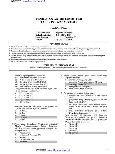 Siap Hadapi Ujian? Kumpulan Soal Ujian Madrasah Sejarah Indonesia Kelas 12!