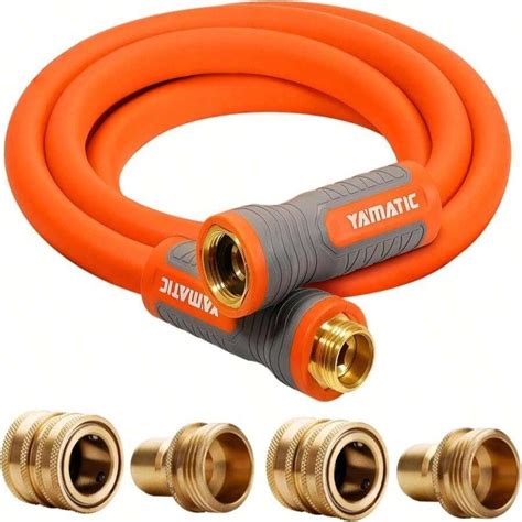 YAMATIC Garden Hose 5_8 In X 60 Ft, Ergonomic Swivel Fittings, Burst ...