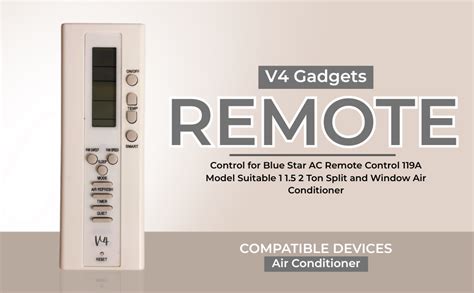 Buy V4® Compatible Replacement Remote Control for Blue Star AC Remote ...