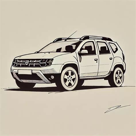 Minimalist Sketch of Dacia Duster - Clean and Rugged Lines en 2025 | Idées de tatouages, Dessin ...