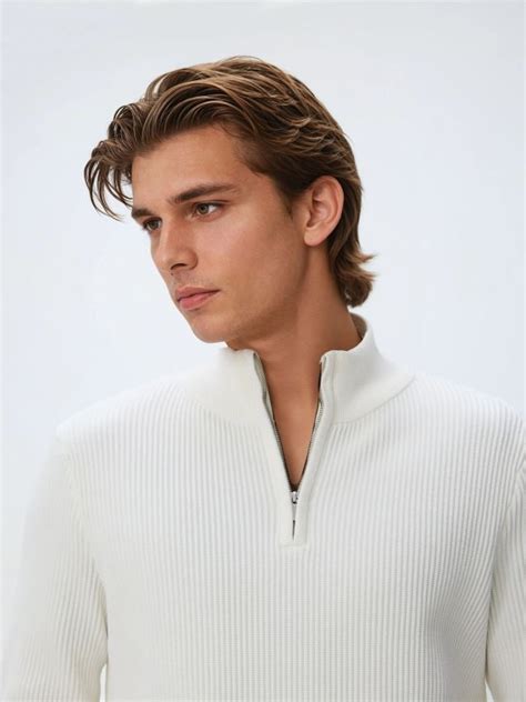 Jumper with zip up stand up collar Color white - RESERVED - 068FR-00X