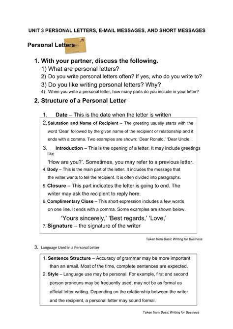 Image result for Personal Letter Example