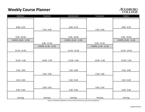 Weekly Course Planner Printable | Templates at allbusinesstemplates.com