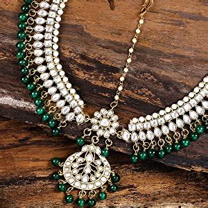 ZAVERI PEARLS Gold Tone Traditional Kundan & Pearls Necklace Set For ...