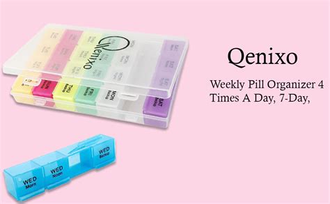Qenixo® Weekly Pill Organizer 4 Times A Day, 7-Day, Monthly Medication ...