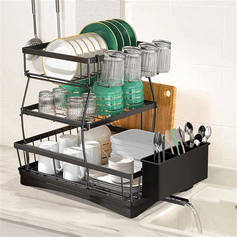 Cloyster Dish Drying Rack - Dish Rack for Kitchen Counter, Carbon Steel ...