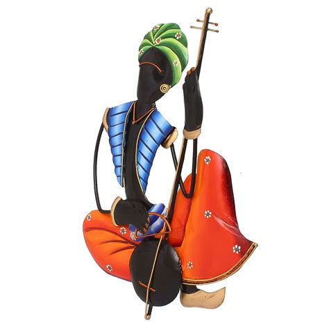 Musician Tribal Man Playing Veena Wall Hanging - eCraftIndia Online