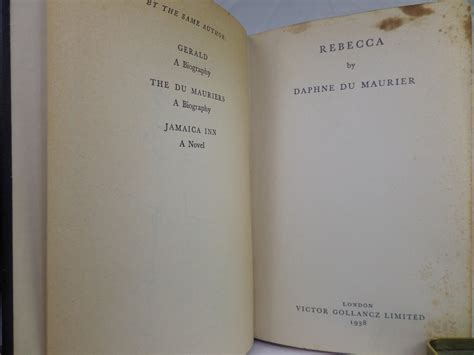 REBECCA BY DAPHNE DU MAURIER 1938 FIRST EDITION – MFR Rare Books