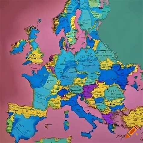 Upside-down map of europe on Craiyon