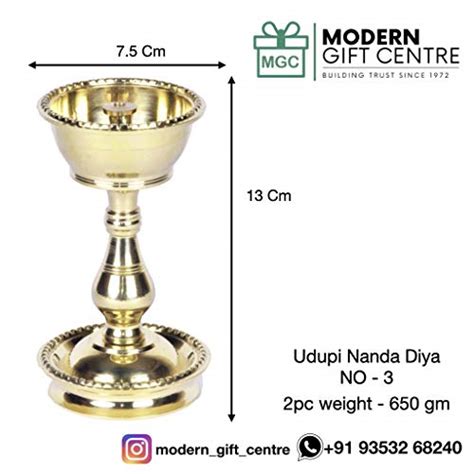 Printology Modern Centre Pure Brass Heavy Udupi Nanda Diya (5.2 Inches ...