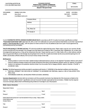 Fillable Online QUOTATION ACCEPTED ON PURCHASING DEPARTMENT F.O.B ...