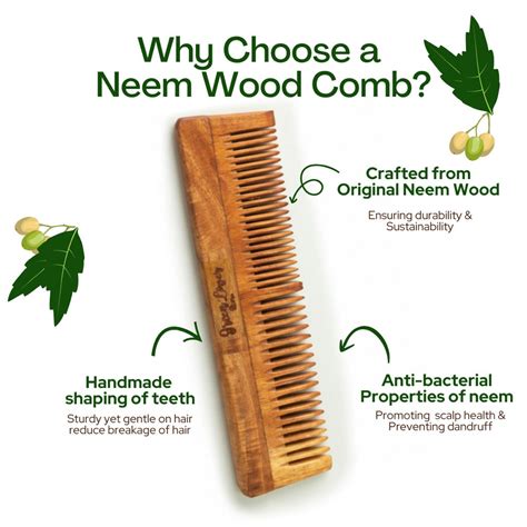 Greenloverstore 100% Pure Oil Treated Neem Wooden Dual Side Comb Pack ...