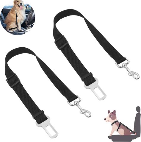 Riyanon Dog Seat Belt 2 Packs, Seat Belt for Dogs, Adjustable Safety ...