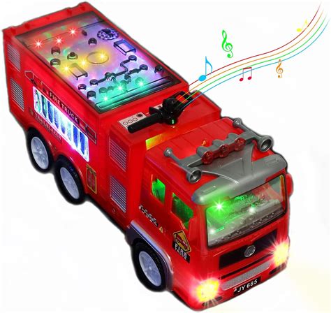 Xruison Fire Truck Toy, Electric 4D Lighted Fire Engine Rescue Truck ...