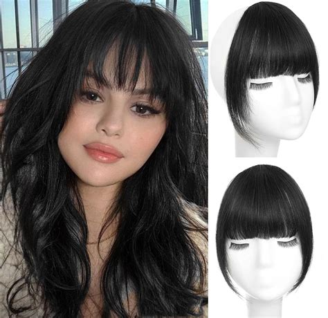 Amazon.com : SUNFA Clip in Bangs 100% Real Human Hair Extensions Wispy ...