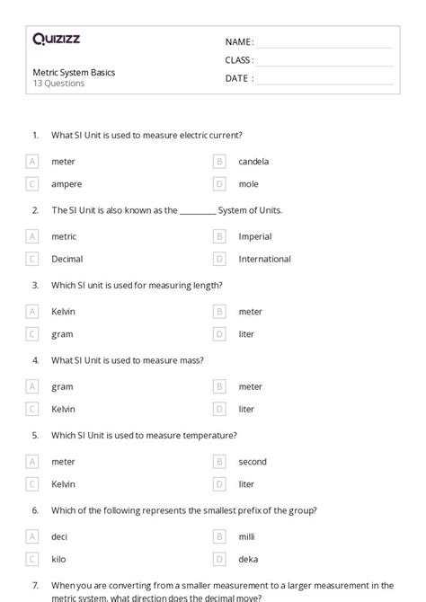 50+ Converting US (Imperial) Units worksheets for 6th Class on Quizizz ...
