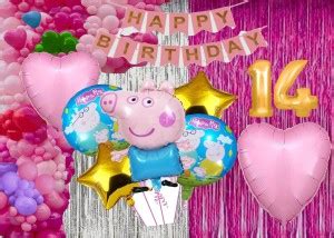 Magic Window Peppa Pig Theme 40 pc Birthday Decoration Kit & Foil ...