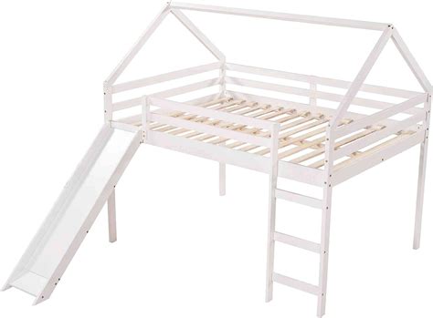 Buy Cotoala Full House Loft Bed with Slide & Ladder for Kids Bedroom ...