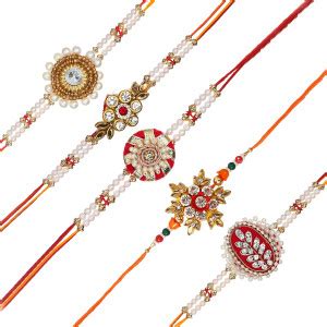 eCraftIndia Designer D743_D949_D957_D958_D959P6 Assorted Rakhi Set ...