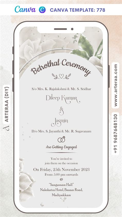 Betrothal ceremony invitation card Canva Editable Template for Catholi ...
