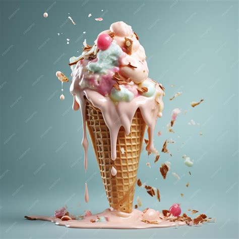Premium AI Image | Melting ice cream in cone