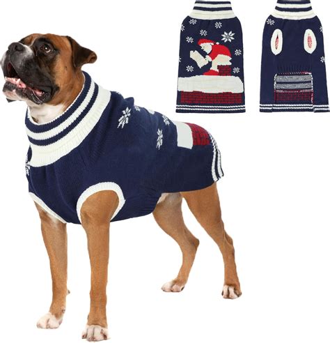 Amazon.com : FHTONGE Dog Christmas Sweater with Leash Hole, Turtleneck ...