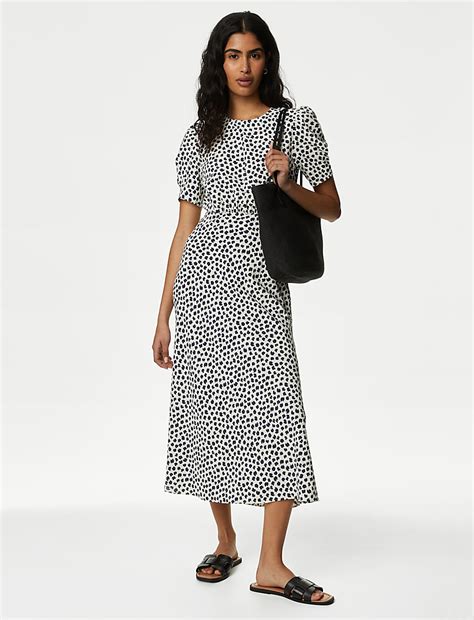 Buy Printed Puff Sleeve Midaxi Tea Dress at Marks & Spencer