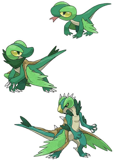 Fakemon: Gleafard (Grass), Lizaero (Grass) and Reptiling (Grass/Flying ...