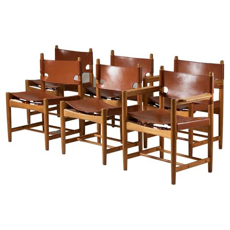 Set of Six Model 3238 'Spanish' Dining Chairs Designed by Borge ...
