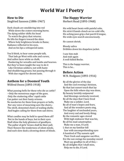 World War I Poetry